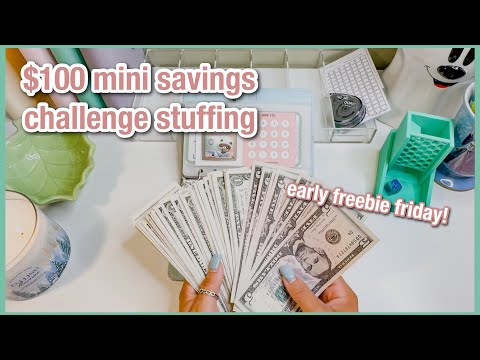 $100 mini savings challenge stuffing | EARLY FREEBIE FRIDAY | budgetwithamanda