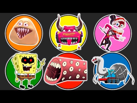 Spin Wheel Pou, Mcqueen Demon Eater, Caine, Sponegbob Exe, Train Eater, Thomas Lipan