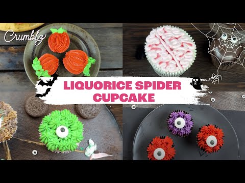 Easy-to-make Liquorice Spider Cupcake for Halloween 🦇🎃