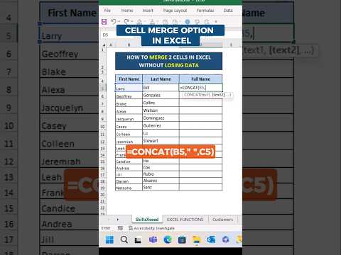 How to merge 2 cells in excel without losing data #shorts #excelformula #exceltutorial