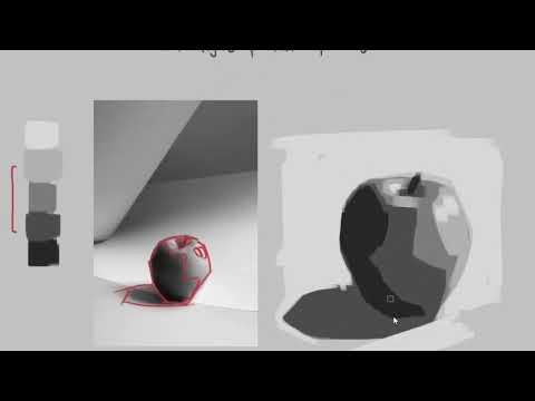 Digital painting basics - painting an apple with values and shapes in Magma