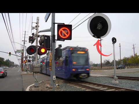 *New Crossing Beacons Active* Nimbus Rd. Railroad Crossing | SacRT Light Rail | Rancho Cordova CA