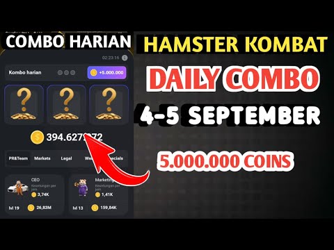 COMBO HARIAN HAMSTER KOMBAT HARI INI 4-5 SEPTEMBER 2024 | HAMSTER KOMBAT DAILY COMBO CARDS TODAY