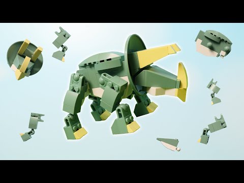 恐竜ブロックシリーズ 稼働ギミックがあるトリケラトプスのブロック　Triceratops - Dinosaurs Blocks