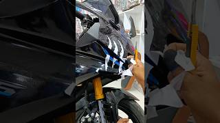 Khamchi Sticker install in Yamaha R15 V4 Black Colour Bike Modified #shorts #r15v4 #modified #bike