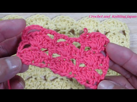 【かぎ針編み】可愛いシェル模様の編み方☆Crochet and Knitting Japan クロッシェジャパン☆