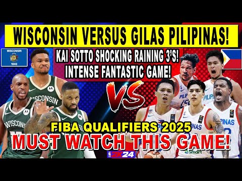 GILAS PILIPINAS vs WISCONSIN - Grabe Kai Sotto Shocking Buzzer Beater 3! FIBA Qualifiers 2k24