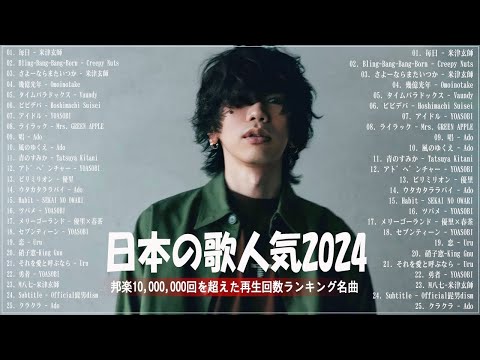 『2024最新版』 最近流行りの曲40選👑新曲 2024 JPOPメドレー (最新曲 2024)👑2024ヒット曲メドレー👑YOASOBI, Ado, スピッツ, 米津玄師, 優里