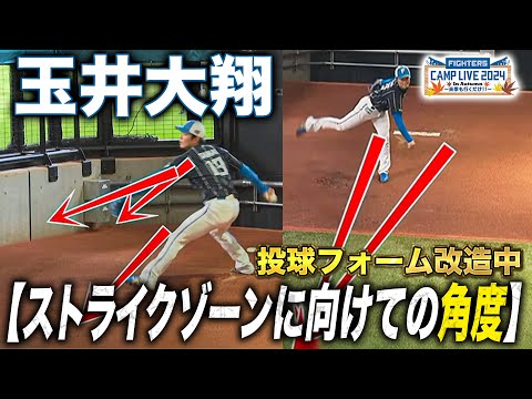 フォーム改造中 玉井大翔"角度の変化"ブルペンピッチング解説＜11/8ファイターズ秋季キャンプ2024＞