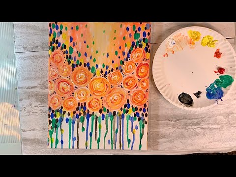 Paint with me!! Easy Flowers Painting for beginners | Abstract Floral Painting Step-by-Step Tutorial