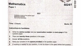 GCE 2021 Maths paper 1