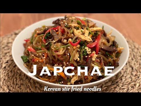 Japchae (Korean Sweet Potato noodle | Glass noodles stir fried with vegetables