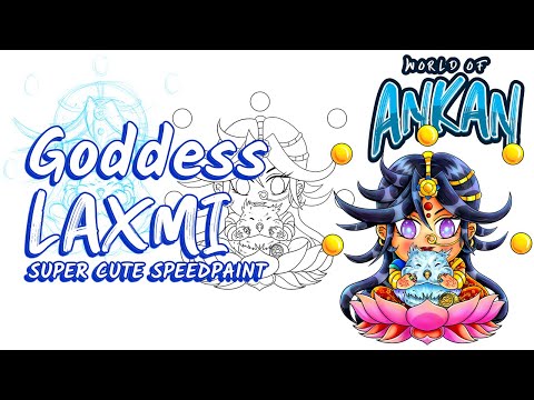 How to draw cute chibi Goddess Laxmi on Clip Studio Paint! Art Tutorial and  Speed paint!