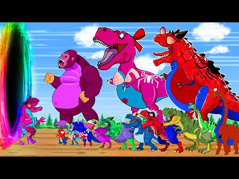 Giants Godzilla Tyrannosaurus rex, Dromaeosaurus, Stegosaurus &Kong strongest? King Animated Cartoon