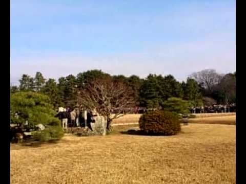 後楽園 初春祭。 タンチョウ園内散策 2012年 元旦。