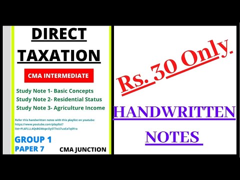 Direct Taxation | Handwritten Notes | CMA Inter | First Three Chapters | CMA Junction