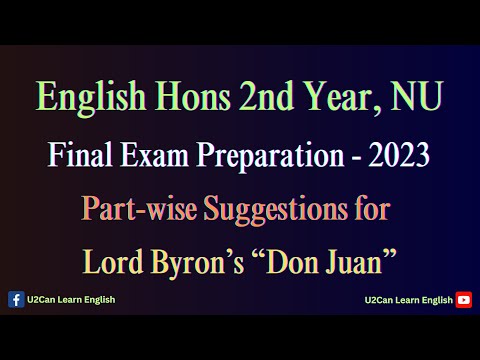 Partwise Suggestions for Lord Byron's Don Juan।। Romantic Poetry।। Hons 2nd Final Examination 2023