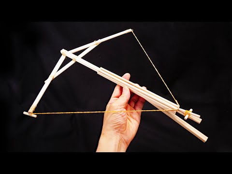 【DIY】超強力わりばしクロスボウ（ボウガン）の作り方  How to make a toy crossbow