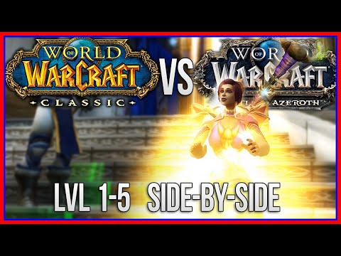 WoW Classic Beta vs BFA | Leveling 1-5 Side-by-Side Gameplay