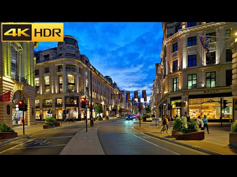 Blue Hour Walk in London 🌆 A Peaceful Walk from Sunset to Night [4K HDR]