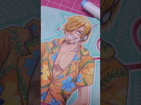 Sanji One Piece | Inktober anime fanart marker process #animeart #art #alcoholmarkers #shorts #sanji