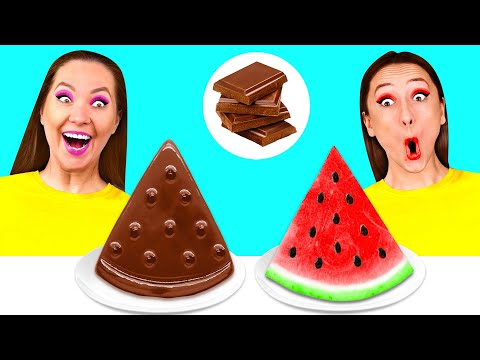 Real Food vs Chocolate Food Challenge | Crazy Ideas To Cook by PaRaRa Challenge