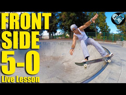 How to Frontside 5-0 with Bonus Tricks! Learn from Slash to Stand up! LIVE Skateboarding Progression