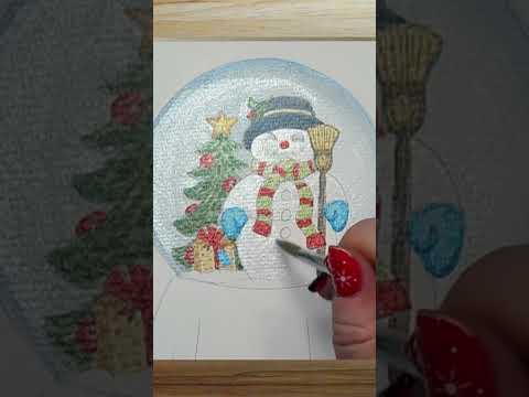 Christmassy forest snowman snow globe christmas card. #shorts #watercolorpainting  #christmascard