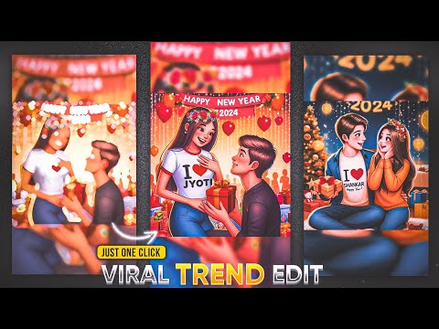 Happy New Year 2024 T-Shirt Name Art Video Editing | Happy New Year Couple Name Video Editing