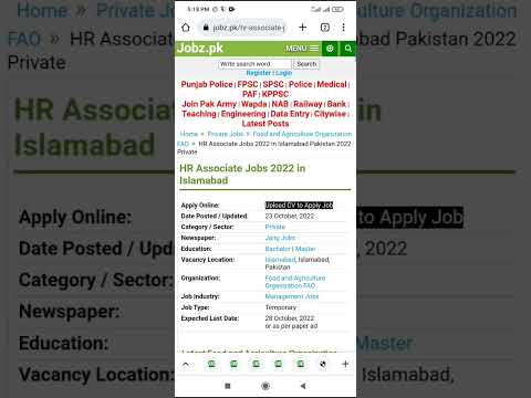 jobs in Islamabad Pakistan private job H.R association f online registration k lye www.jobz.pk