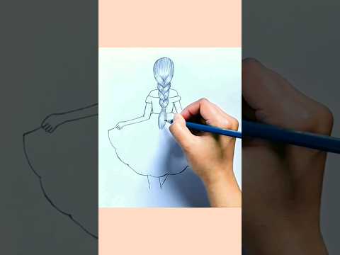 girl drawing with nice dress #art #painting ##sketch #youtubeshorts #reel