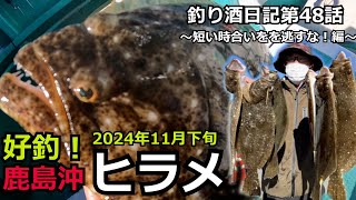 釣り酒日記第48話【鹿島沖ヒラメ】イワシを泳がせてヒラメを釣る！旨い酒と肴で美味しく頂きます！！