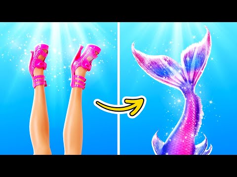 Barbie to Mermaid Magic TRANSFORMATION! Barbie Become Mermaid! How to Become Mermaid Hacks!