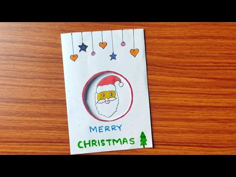 Christmas greeting card drawing | Christmas card drawing easy | Merry Christmas card