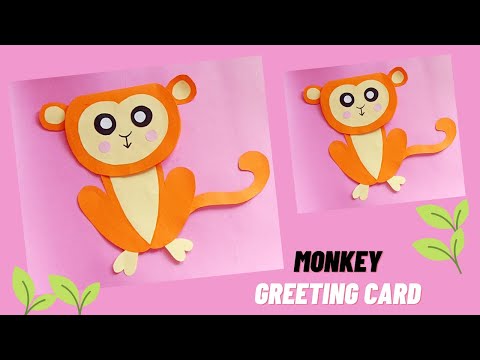 diy monkey craft | monkey greeting card | diy paper monkey | how to make paper monkey | paper monkey