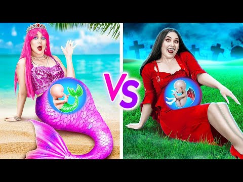 Rich Pregnant Mermaid VS Broke Pregnant Vampire | Mermaid and Vampire Became Parents by Rocketmons!