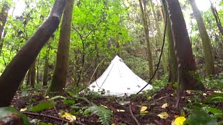 ワンポールテントおこもり雨ソロキャンプ【アイロンストーブで焼き鳥】