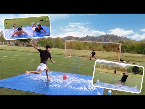 SLIPPERY SOCCER CHALLENGE!! (THEY TRIED FIGHTING US)