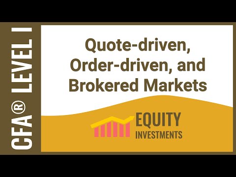 CFA Level I Equity Investments - Quote driven, Order driven, and Brokered Markets