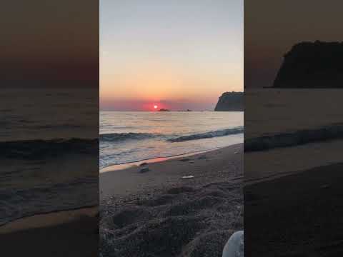 Beautiful sunset view at Buljarica beach in Montenegro filled with relaxing sounds of the sea.