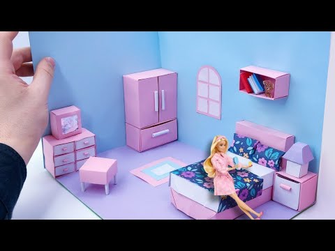 Paper Dollhouse Bedroom | easy making paper origami Miniature bedroom | DIY Dollhouse