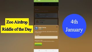 Zoo Riddle Of The Day | Zoo Airdrop Riddle Of The Day 4 January | Riddle Of The Day Zoo