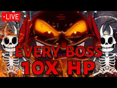 *LIVE* Beating Cuphead EXPERT mode but every boss has 10X HP || The Chickeninja Mod (Stream 9)