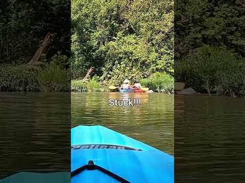 Kayaking in low river water...