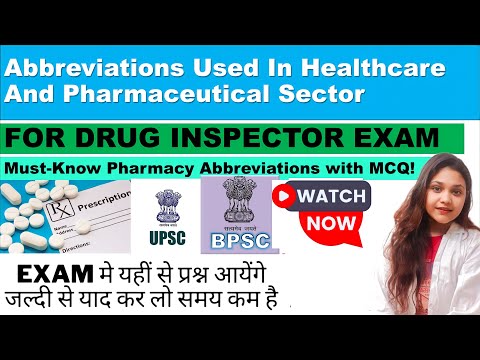 Drug Inspector BPSC 2023 ke Important Topic Yaad karlo Abbreviation used in Pharmacy BPSC UPSC EXAM