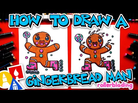 How To Draw Gingerbread Man Rollerblading