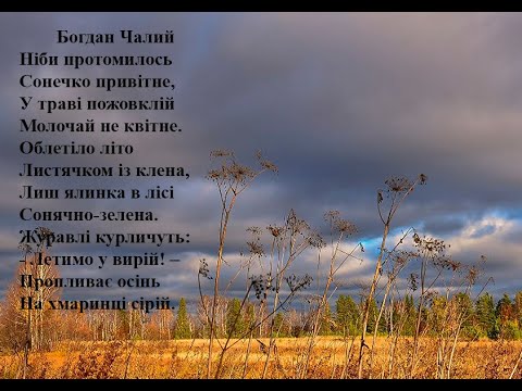 Богдан Чалий.  Ніби притомилось сонечко привітне. Вчимо вірш он-лайн з дітьми 5-6-и років.