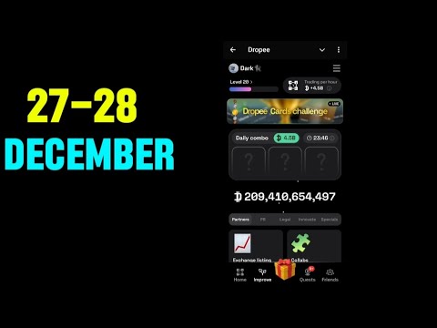 Dropee daily combo today | dropee daily combo 27 December | Daily Combo Dropee | Dropee 27 December