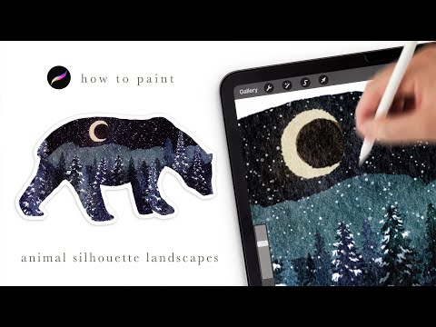 how to paint animal landscape silhouettes 🌄 easy procreate tips and tricks for beginners