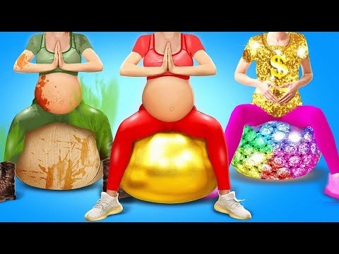 Broke vs Rich vs Giga Rich Pregnant! Viral Pregnancy Hacks